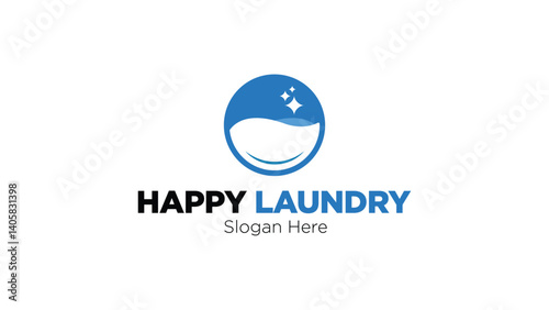 Happy Laundry Logo Design – Clean and Modern Laundry Service Branding Template