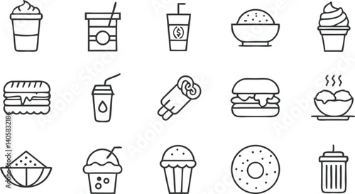 Fast Food Icons Drinks, Burgers, Ice Cream, and More