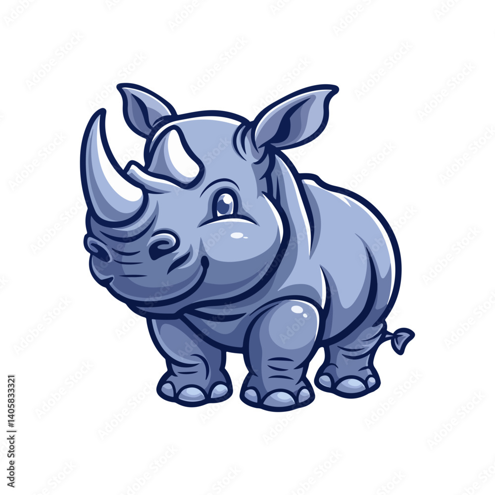 Fototapeta premium Adorable Cartoon Rhino Illustration Cute Baby Rhino Vector Graphic