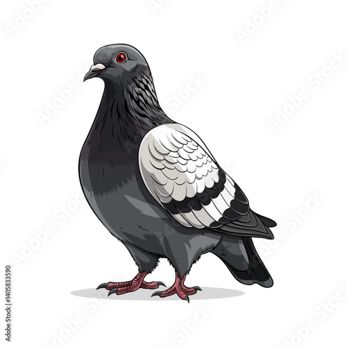 Detailed Illustration of a Rock Pigeon A Stunning Avian Artwork