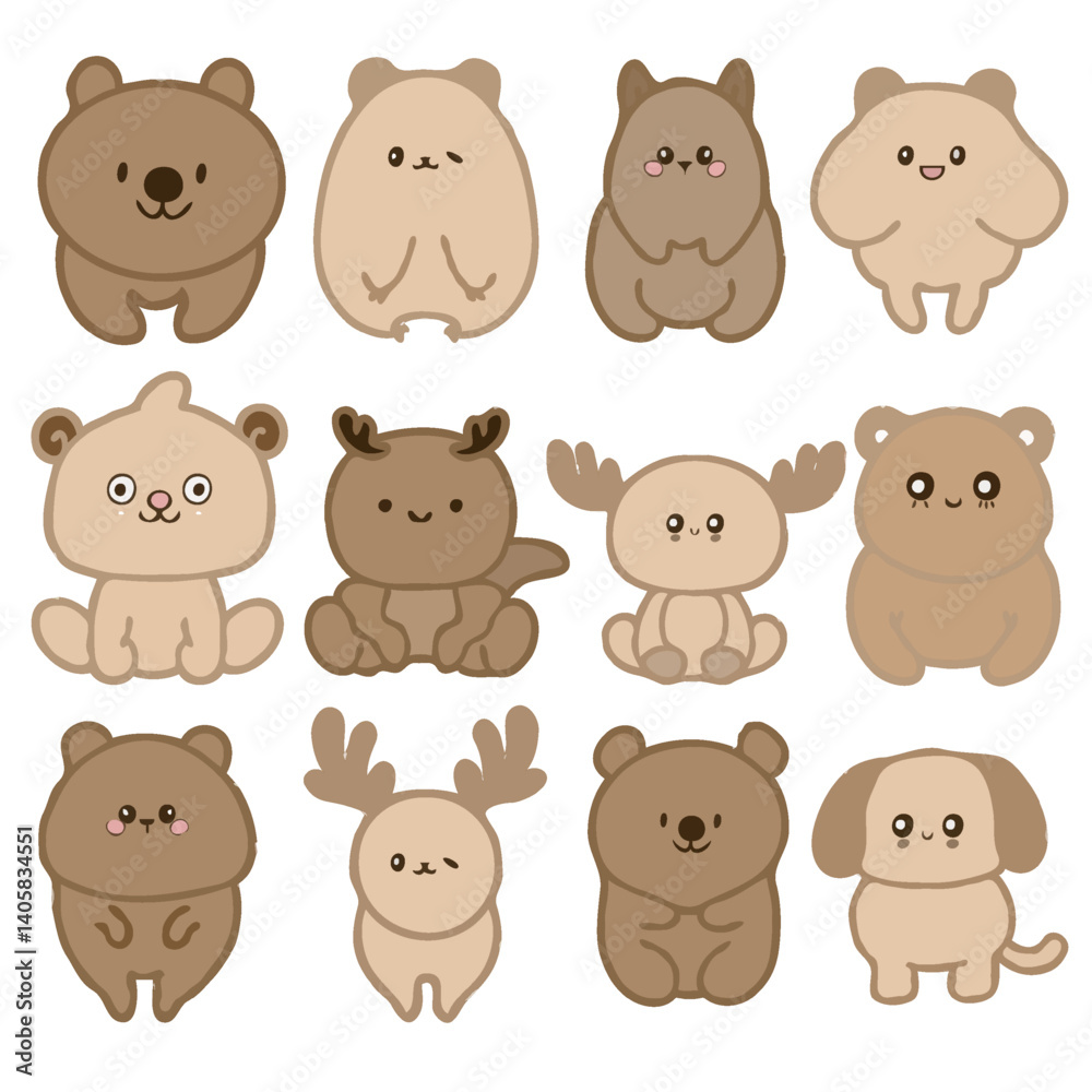 animal cartoon character in brown vector illustration animal cartoon character in brown vector illustration