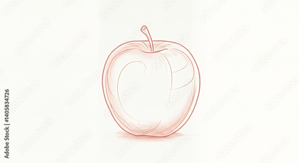 Obraz premium Simple light pink apple illustration