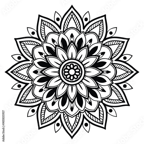 pattern in the form of a mandala. Henna tattoo mandala. Mehndi style. Decorative pattern in oriental style. Coloring book page.