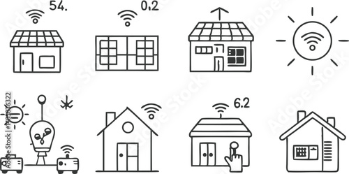 Smart Home Solar Energy System Wireless House Icons