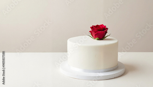 Obraz na płótnie White cake with a red rose for Rose Festival celebration w salonie