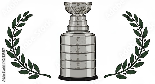 Stanley cup trophy laurel wreath design graphic