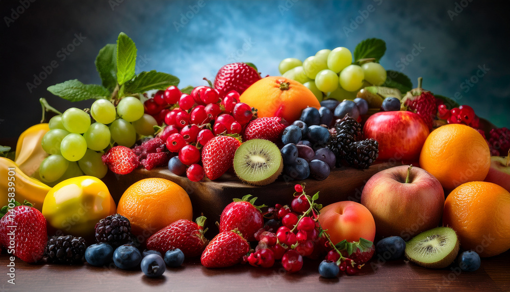 abundance of colorful fruits and berries a vibrant still life composition abundance of colorful fruits and berries a vibrant still life composition