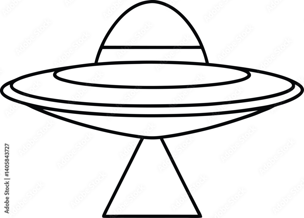 Flying Saucer Outline Icon Line Art Drawing Vector | UFO, Space & Alien Sci-Fi Design Flying Saucer Outline Icon Line Art Drawing Vector | UFO, Space & Alien Sci-Fi Design