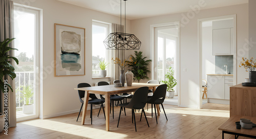 Bright and Modern Living and Dining Room with Elegant Decor