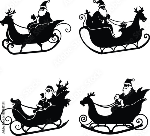 Santa Claus Sleigh Silhouette vector