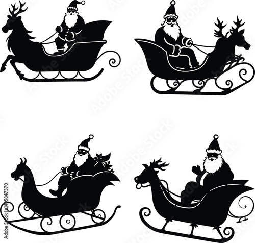 Santa Claus Sleigh Silhouette vector