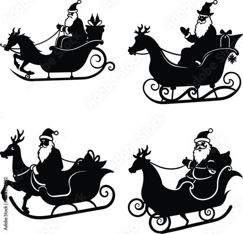 Santa Claus Sleigh Silhouette vector
