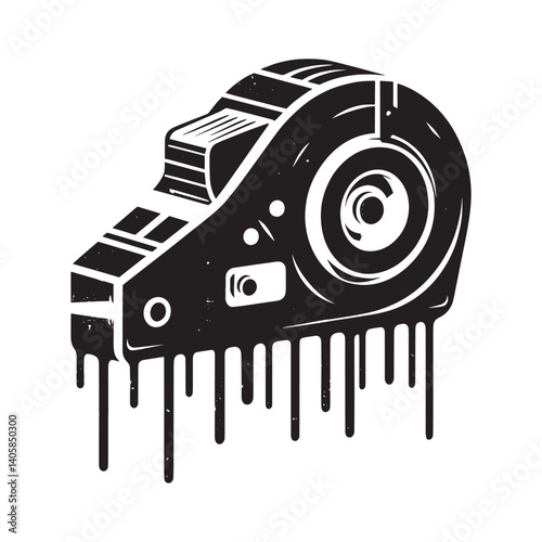 Abstract conceptual art of a measuring tape with dripping paint effect