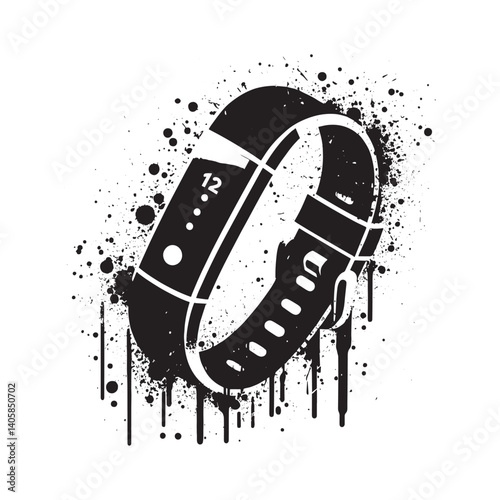 Abstract Fitness Tracker Illustration with Grunge Spray Paint Effect