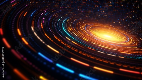 A mesmerizing pattern of concentric circles, each glowing with a different hue.
