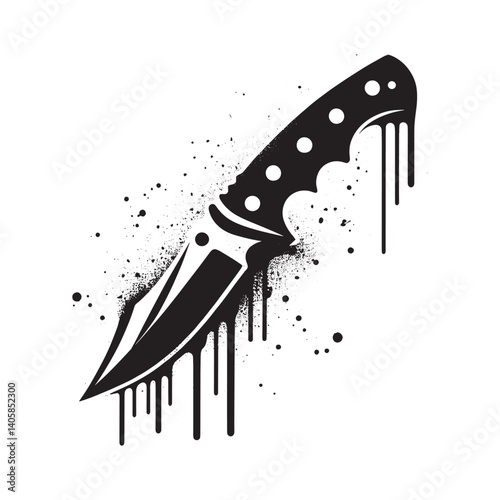Abstract Throwing Knife Illustration in Grunge Stencil Spray Paint Effect