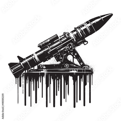 Abstract Vector Illustration of a Rocket Launcher with dripping paint effect