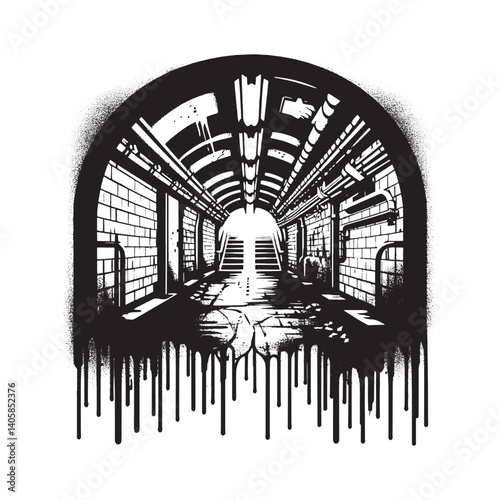 Abstract Urban Tunnel Vision with Grunge Spray Paint Effects