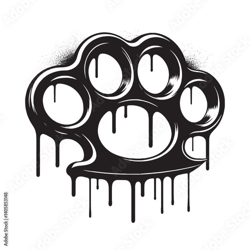 Brass Knuckles in Dripping Spray Style with a Grungy Minimalist Aesthetic