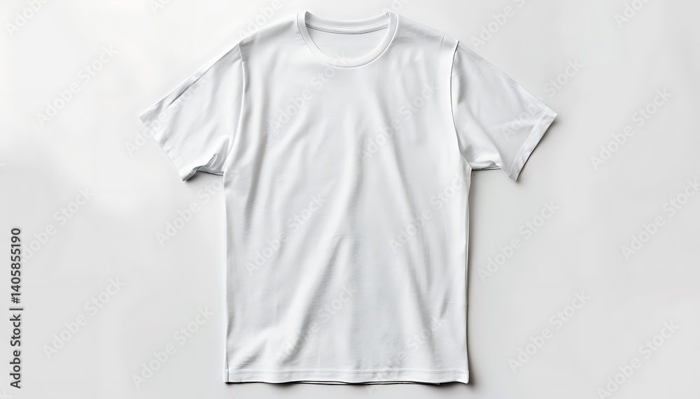 Plain White TShirt Mockup on White Background Simple Apparel Close Up View Plain White TShirt Mockup on White Background Simple Apparel Close Up View