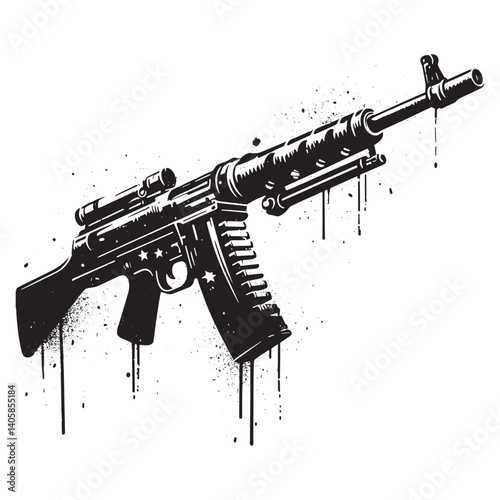 M18 recoilless rifle illustration in stencil style with grunge effects