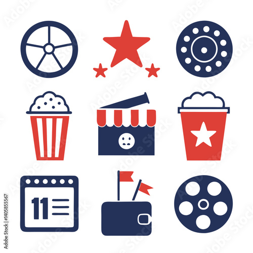 Creative movie set design: Icon set illustration