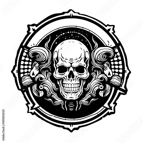 Ornamental Skull Vector Illustration with Baroque Elements