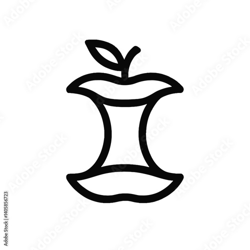 Apple core outline icon on a white background  