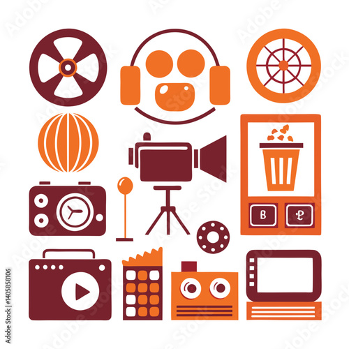 Illustration of vintage media and entertainment equipment vector