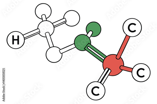 23 Molecular structure, 3D model, chloroform molecule, carbon tetrachloride molecule, methane molecule, green and white atoms, black carbon atoms, ball-and-stick representation, chemical bonds, organi