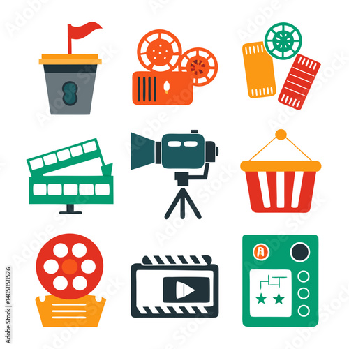 Cinema and Movie Flat Icon Design Vector Illustration