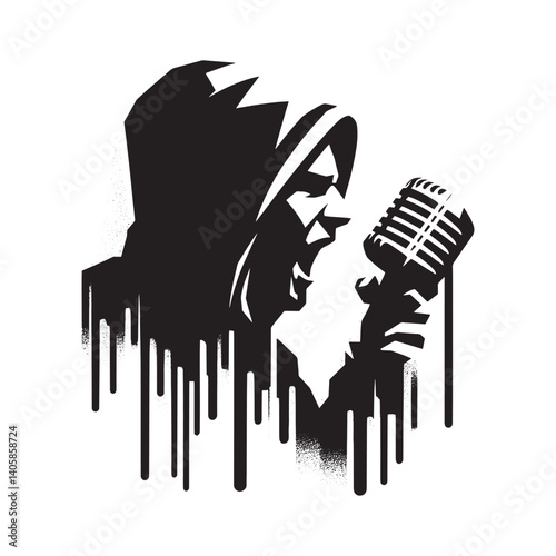 Monochrome Voice Expression in Grungy Stencil Style for Artistic Projects