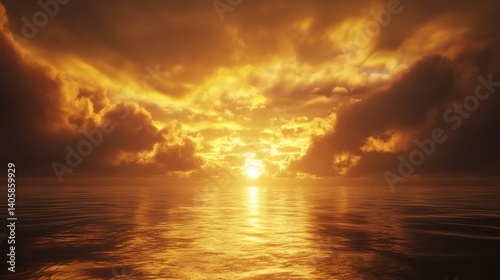 Golden Hour Seascape: A Breathtaking Sunset over the Ocean