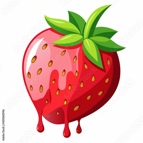 Stylish strawberry design in vector format, suitable for food blogs, menu art, and illustration packs.