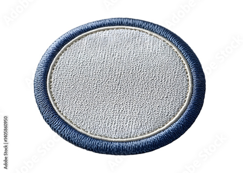 Obraz na płótnie Isolated rounded embroidered patch mockup with clear circular stitches on a blank white background, awaiting custom icon or logo design, ideal for branding and apparel. w salonie