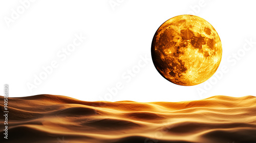 Wallpaper Mural PNG of A stunning full moon illuminates golden sand dunes under a dark sky, creating a serene and mystical atmosphere. Torontodigital.ca