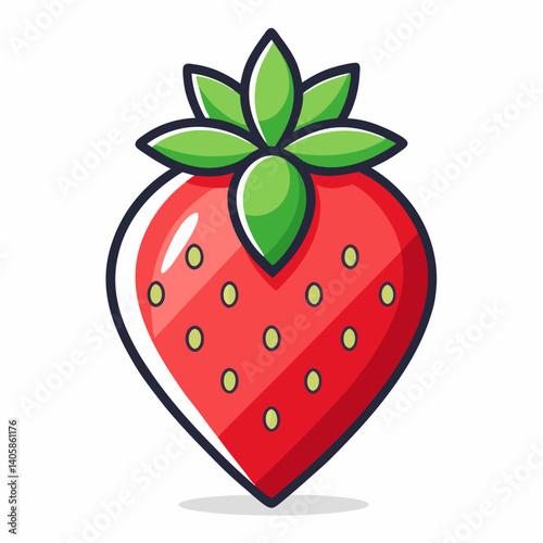 Vector strawberry fruit with clear shape, great for fruity packaging, logo design, and creative assets.