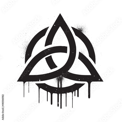 Stylized triquetra symbol with a unique spray paint effect grunge texture
