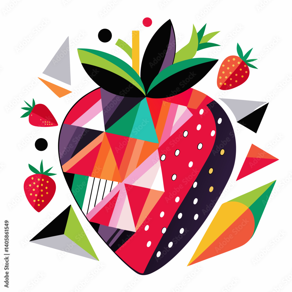 Obraz premium Organic strawberry fruit vector, perfect for farmers market visuals, labels, or nature-based design assets.