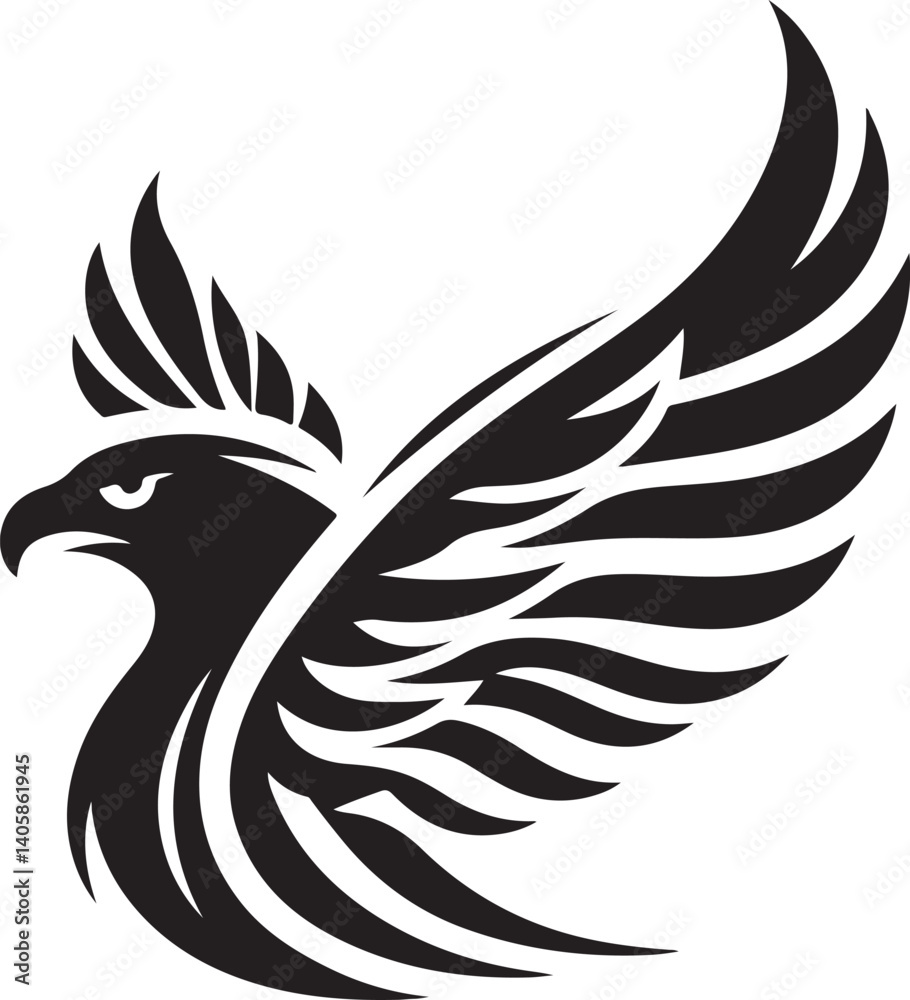Fototapeta premium Falcon wing Logo Template vector black color on white background