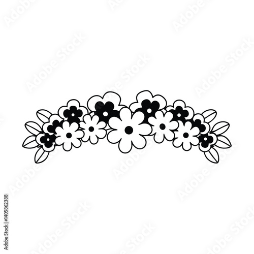 Floral Composition Sketch Silhouette Art.