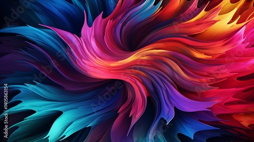 A swirling vortex of vibrant colors blending seamlessly into a dark void, creating a mesmerizing abstract pattern.