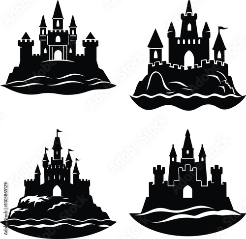 Sand Castle Silhouette vector