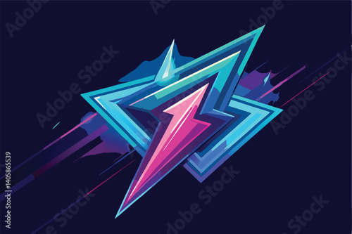 Vibrant vector illustration featuring an electrifying graphic design with sharp angles and bold colors, ideal for a dynamic branding or marketing project