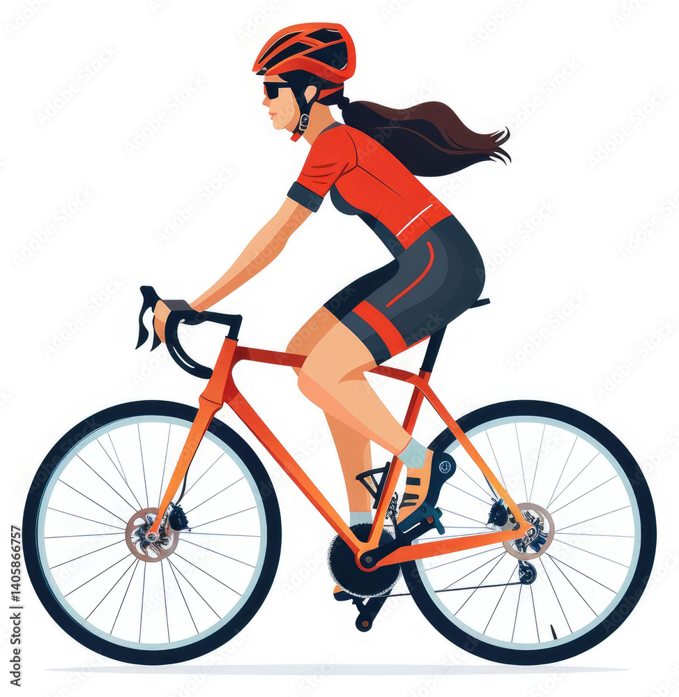 Fototapeta premium Dynamic female cyclist in motion on a road bike.