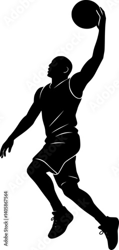 basketball player dunking silhouette vector