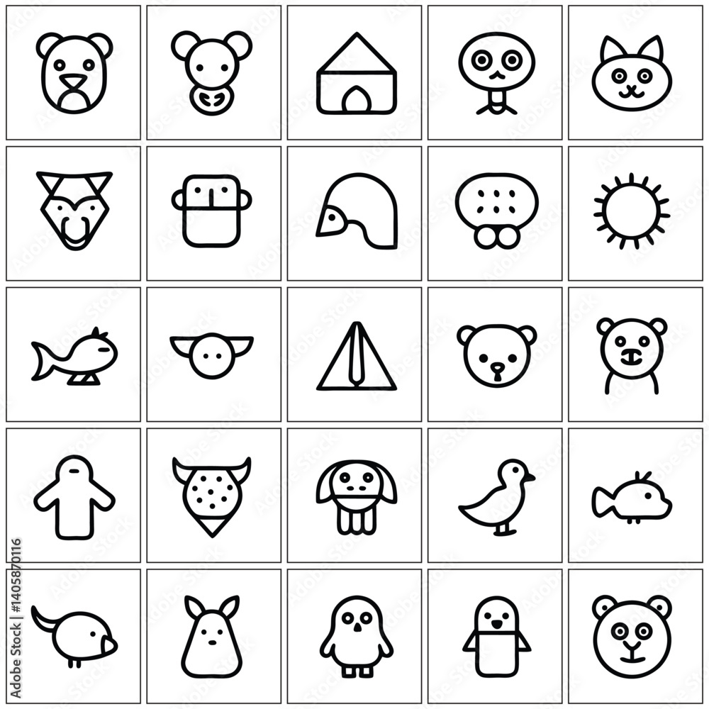 Vector set of black food icons for web design illustration