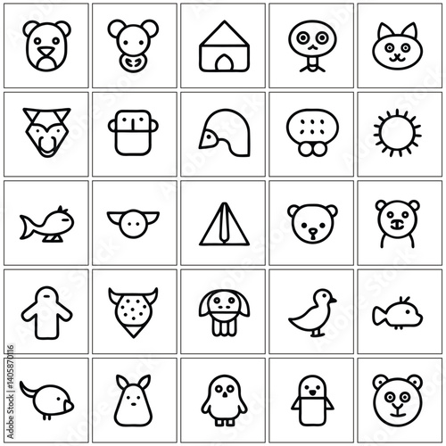 Obraz na płótnie Vector set of black food icons for web design illustration w salonie