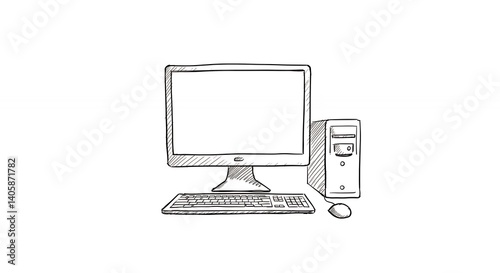 Hand drawn computer desktop illustration
