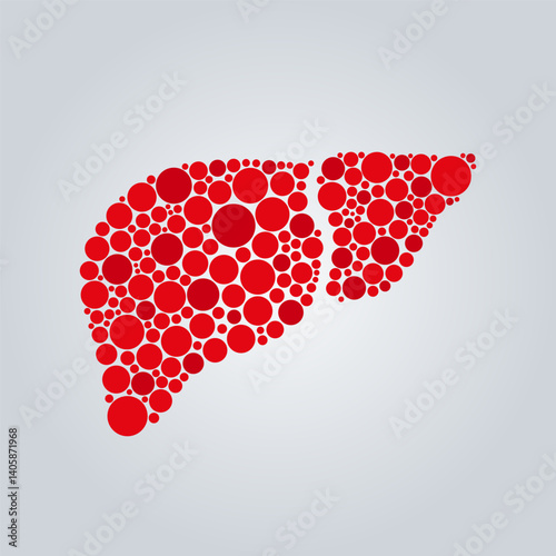 Vector liver illustration. Ready template for World Hepatitis Day and liver health themed designs. Liver disease, cancer and cirrhosis disease.